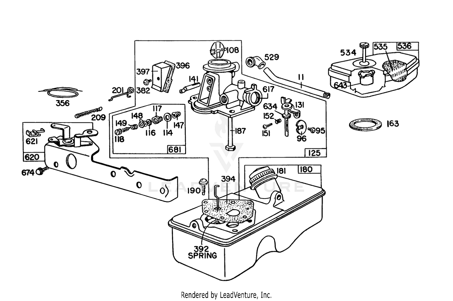 Briggs  Stratton Carburetor Assembly Model 92508-1000-02 For 19" Hand Propelled Model 16300