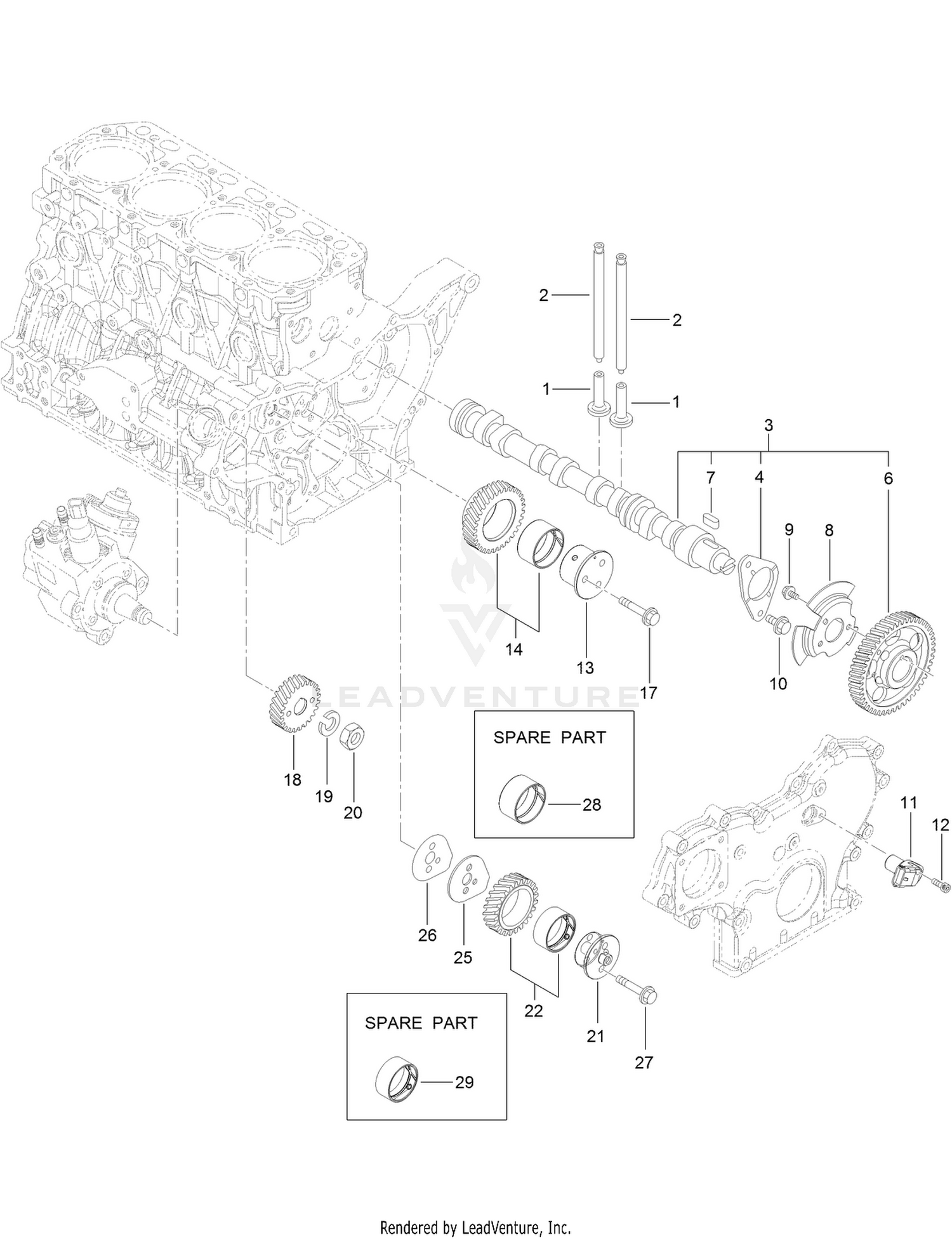 Camshaft and Driving Gear Assembly