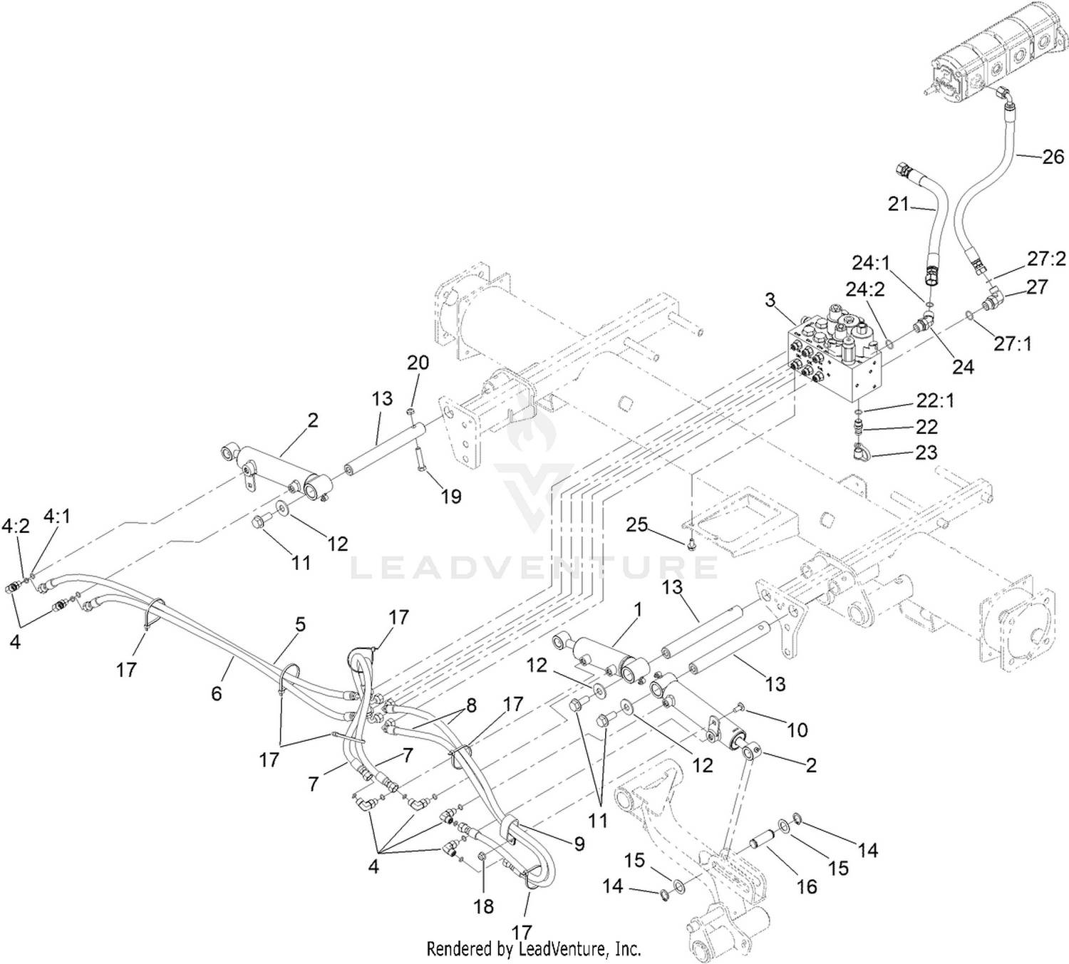 No. 1, 4 and 5 Lift Arm Hydraulic Assembly