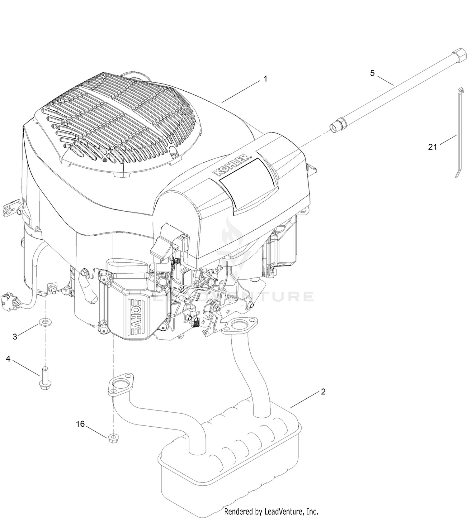 Engine and Muffler Assembly