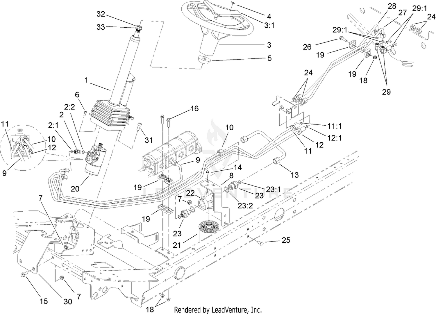 Steering Valve Hydraulic Plumbing Assembly