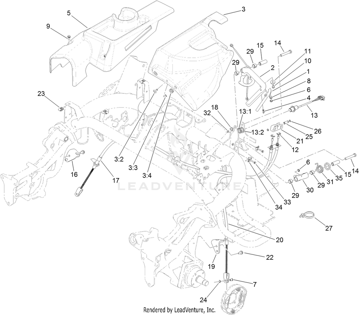Brake Cable and Lever Assembly