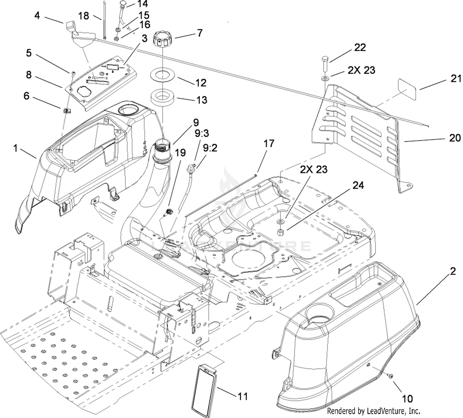 Styling and Fuel System Assembly