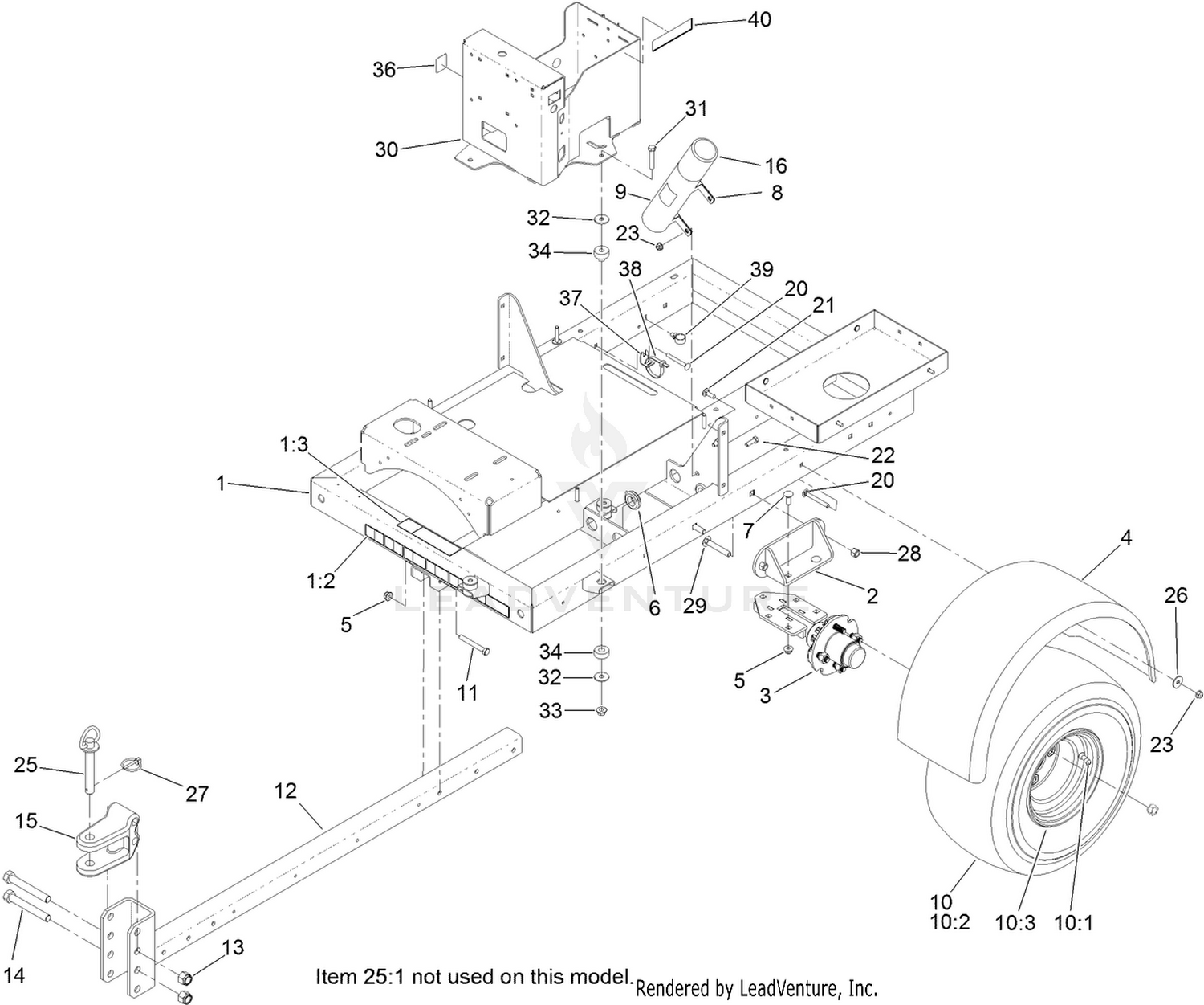 Frame, Wheel, Axle and Hitch Assembly