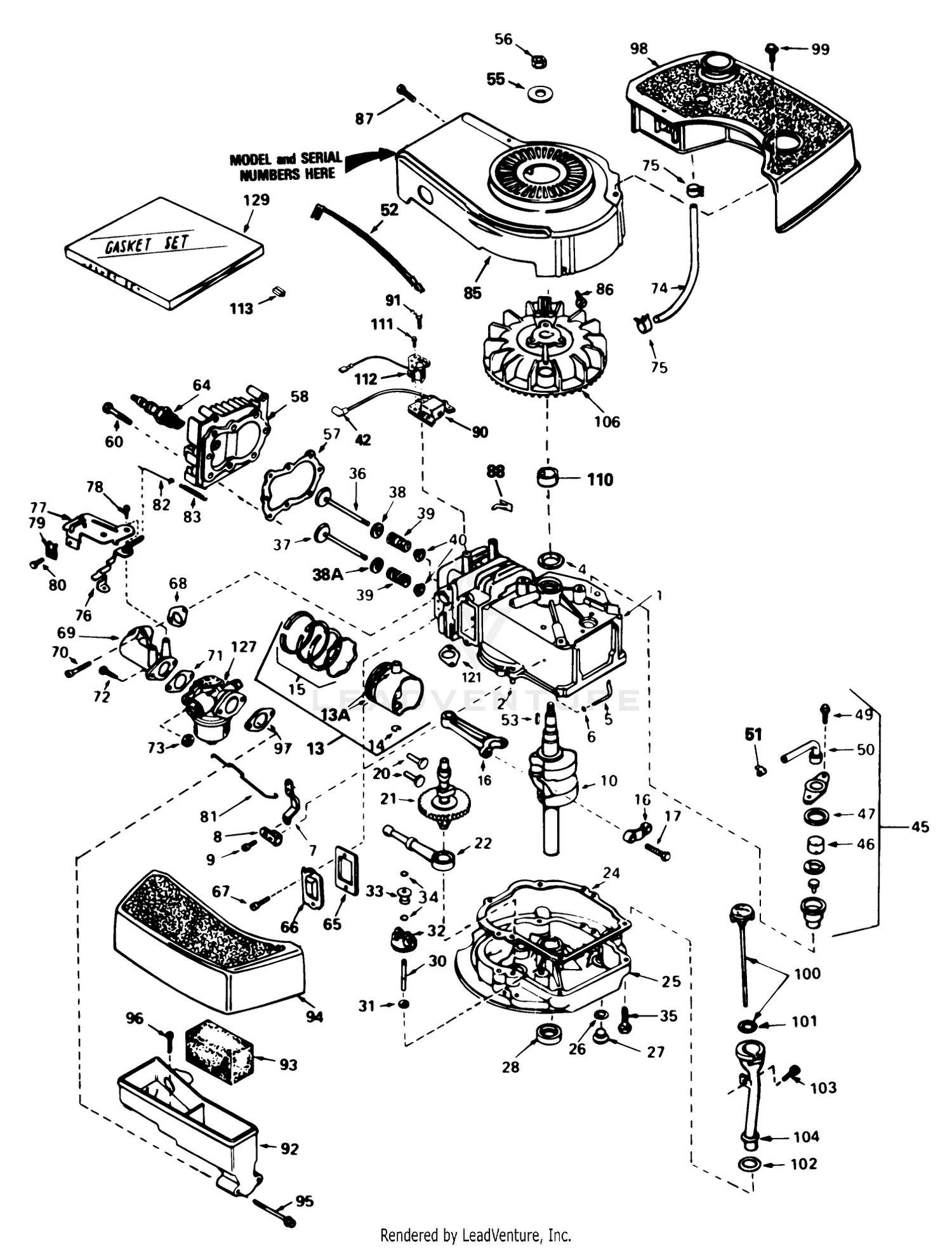 Engine Tecumseh Model No. Tnt 100 10097e