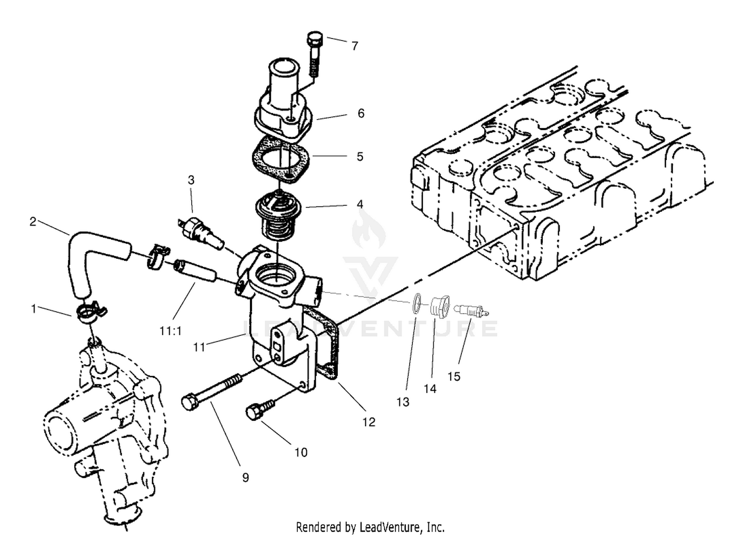 Water Flange and Thermostat Assembly