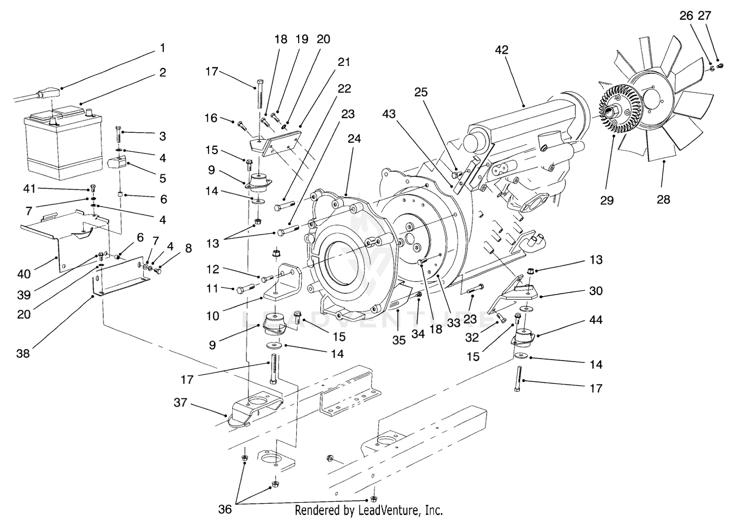 Engine  Battery Installation Assembly