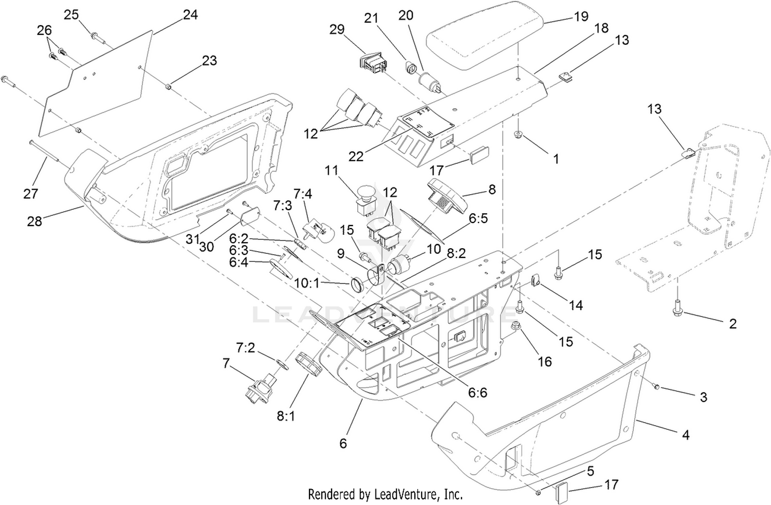 Armrest Control Panel Assembly