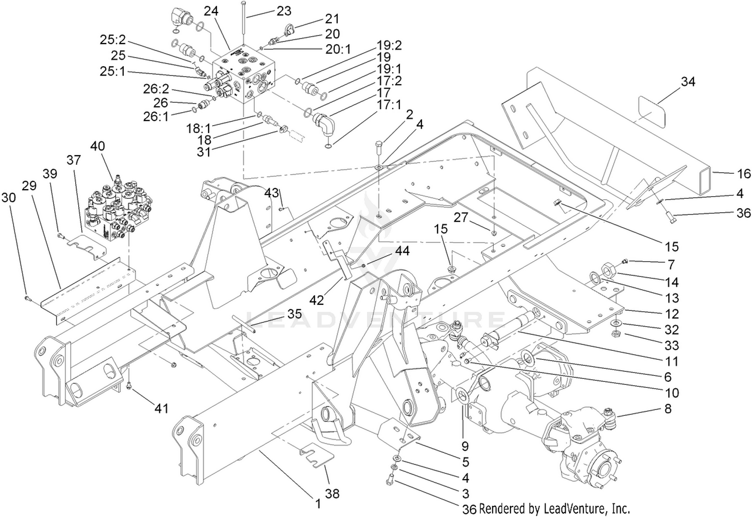 Frame, Rear Axle Mount and Bumper Assembly