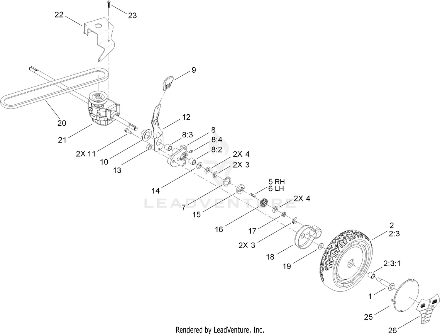 Rear Wheel and Transmission Assembly