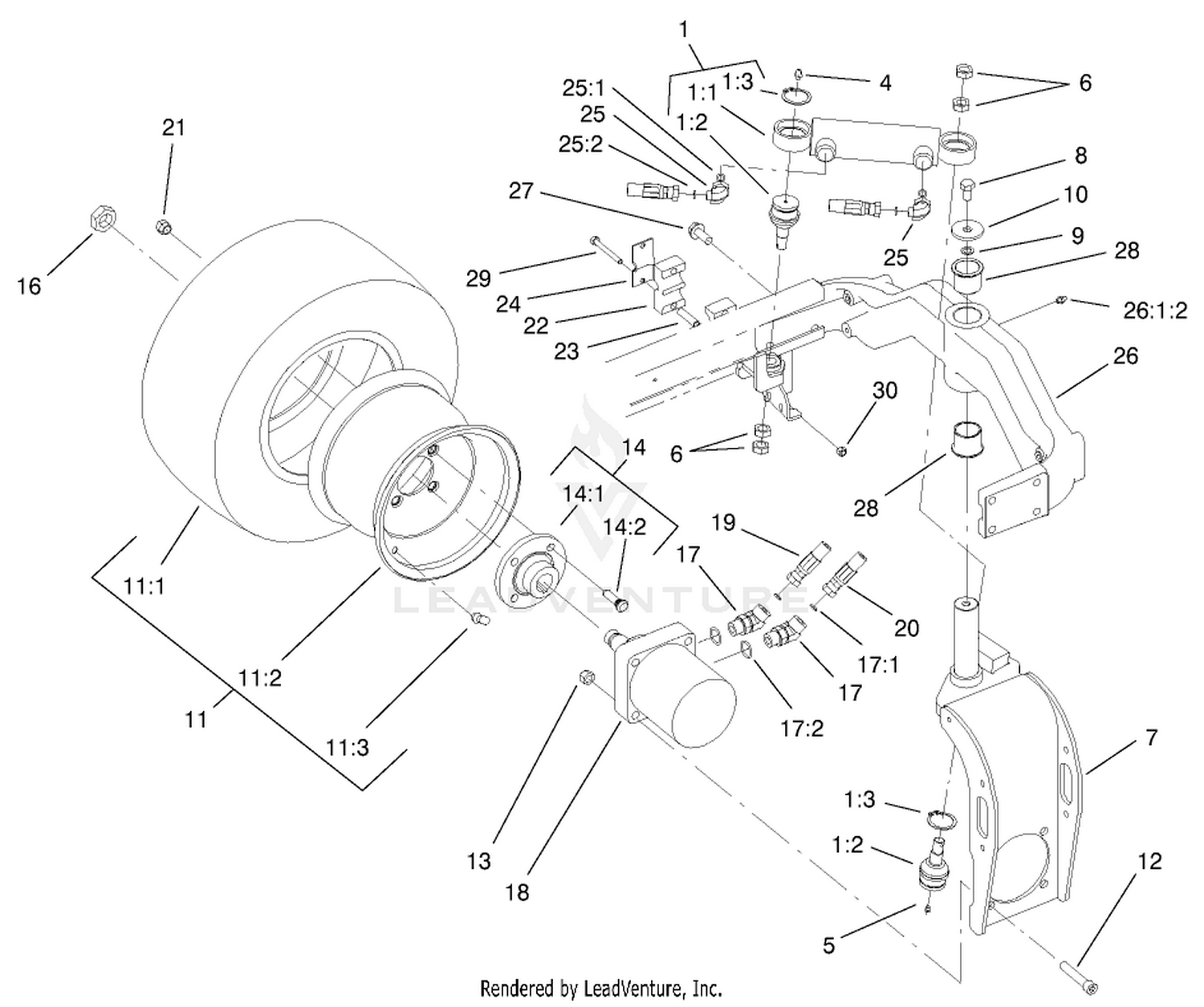 Rear Fork and Tire Assembly