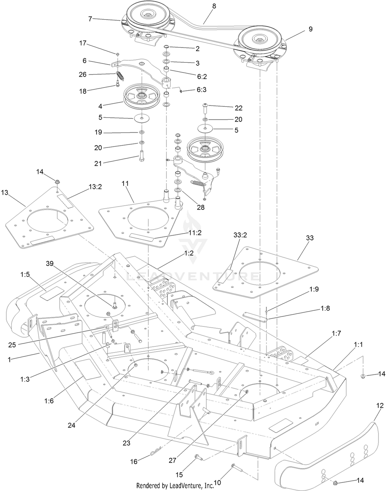Front Deck Idler and Skid Assembly