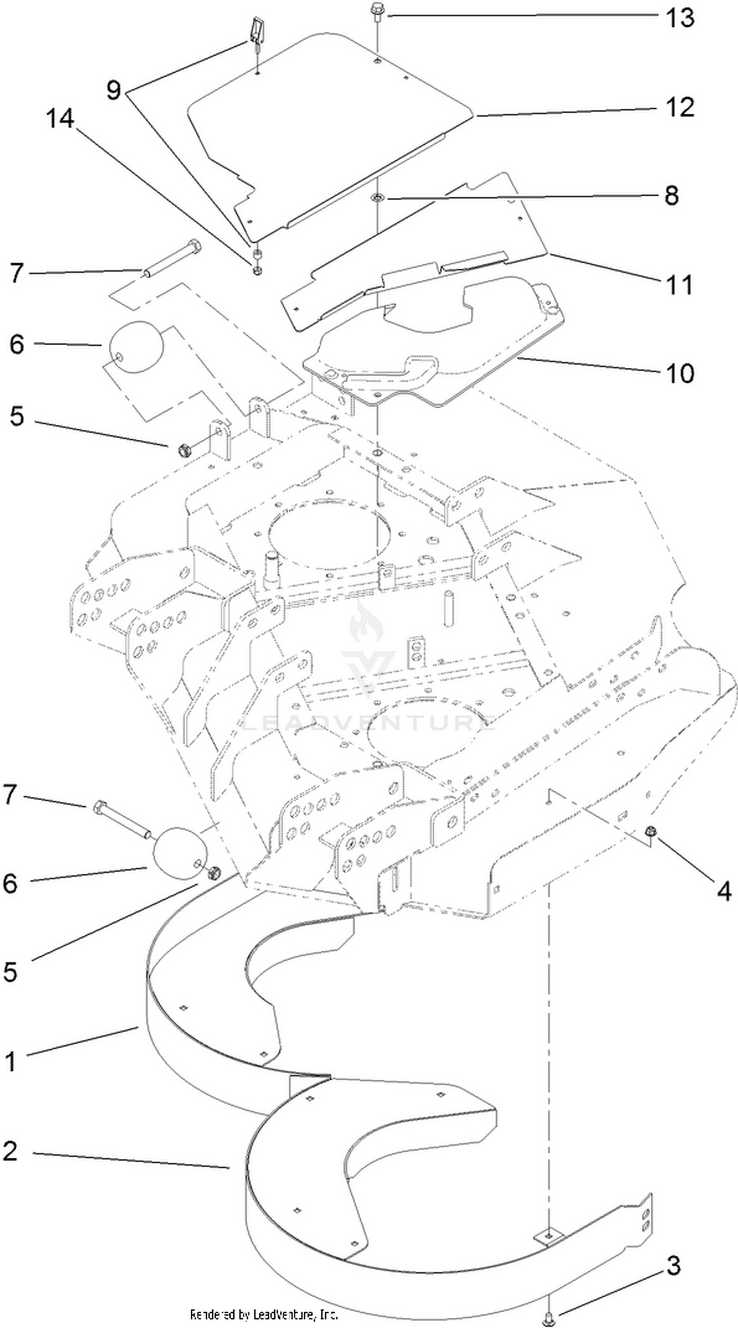 Left Deck Discharge Chamber and Cover Assembly