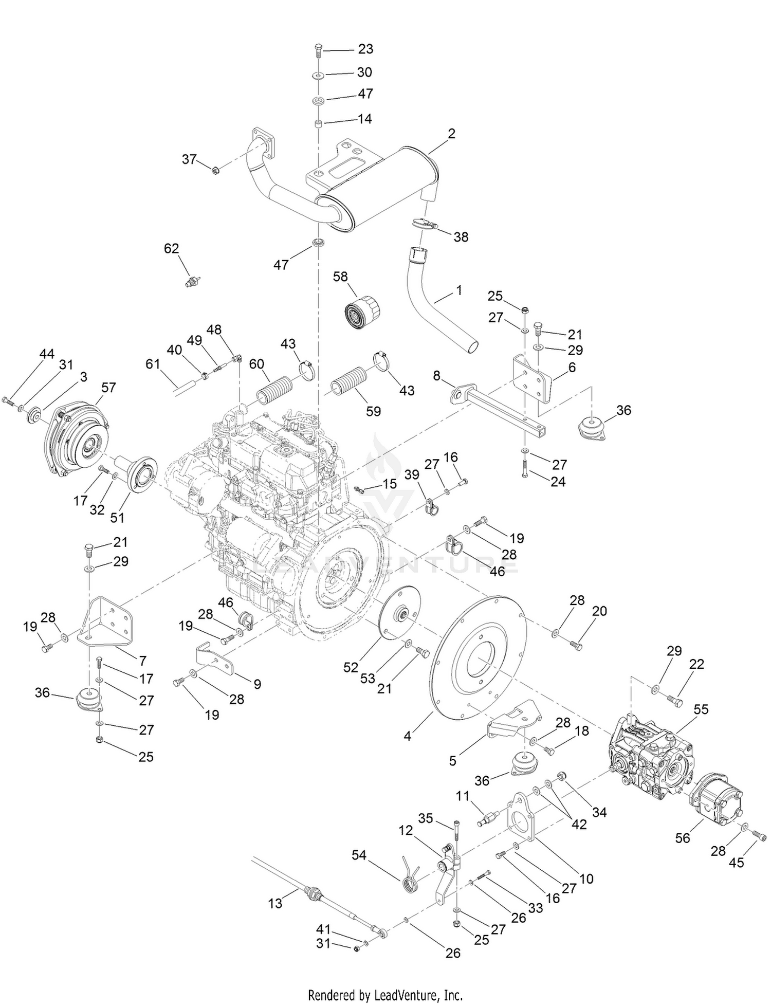 Engine, Pump and Friction Assembly