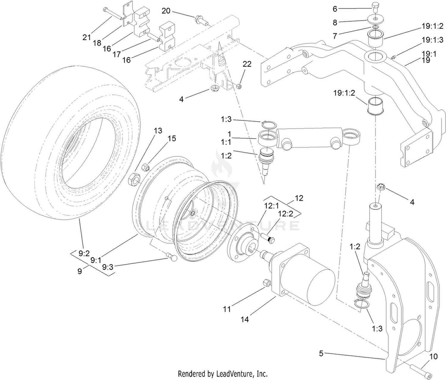 Rear Fork and Wheel Assembly