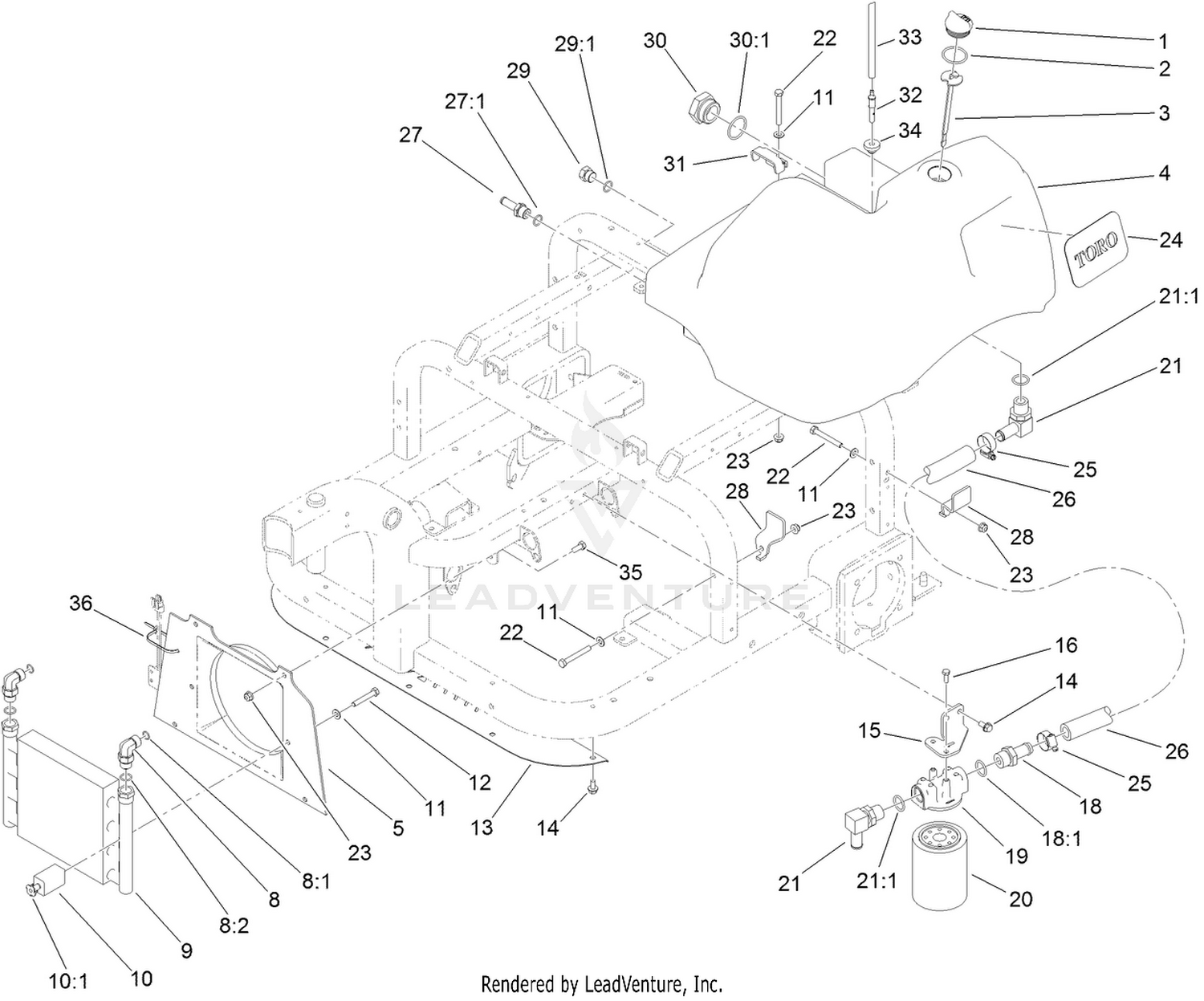 Hydraulic Tank, Filter and Cooler Assembly