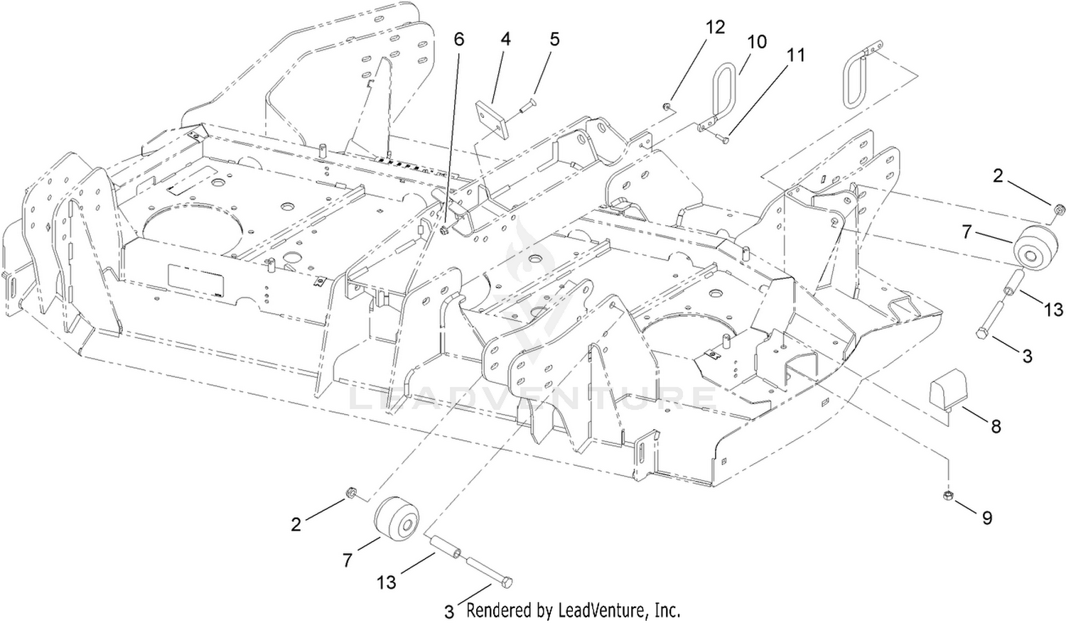 Right Deck  Stop and Hose Guide Assembly