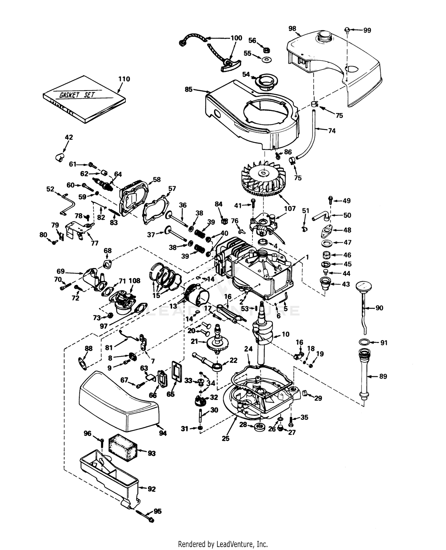 Engine Tecumseh Model No. Tnt 100-10046