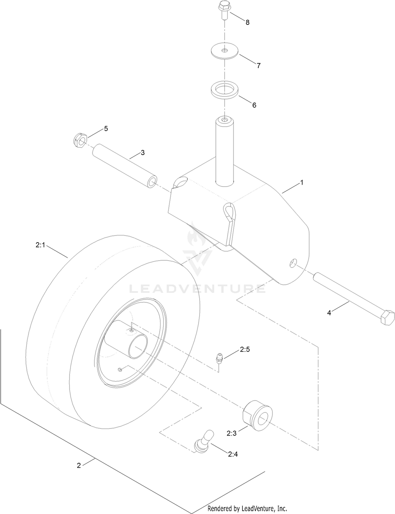 Fork and Caster Wheel Assembly
