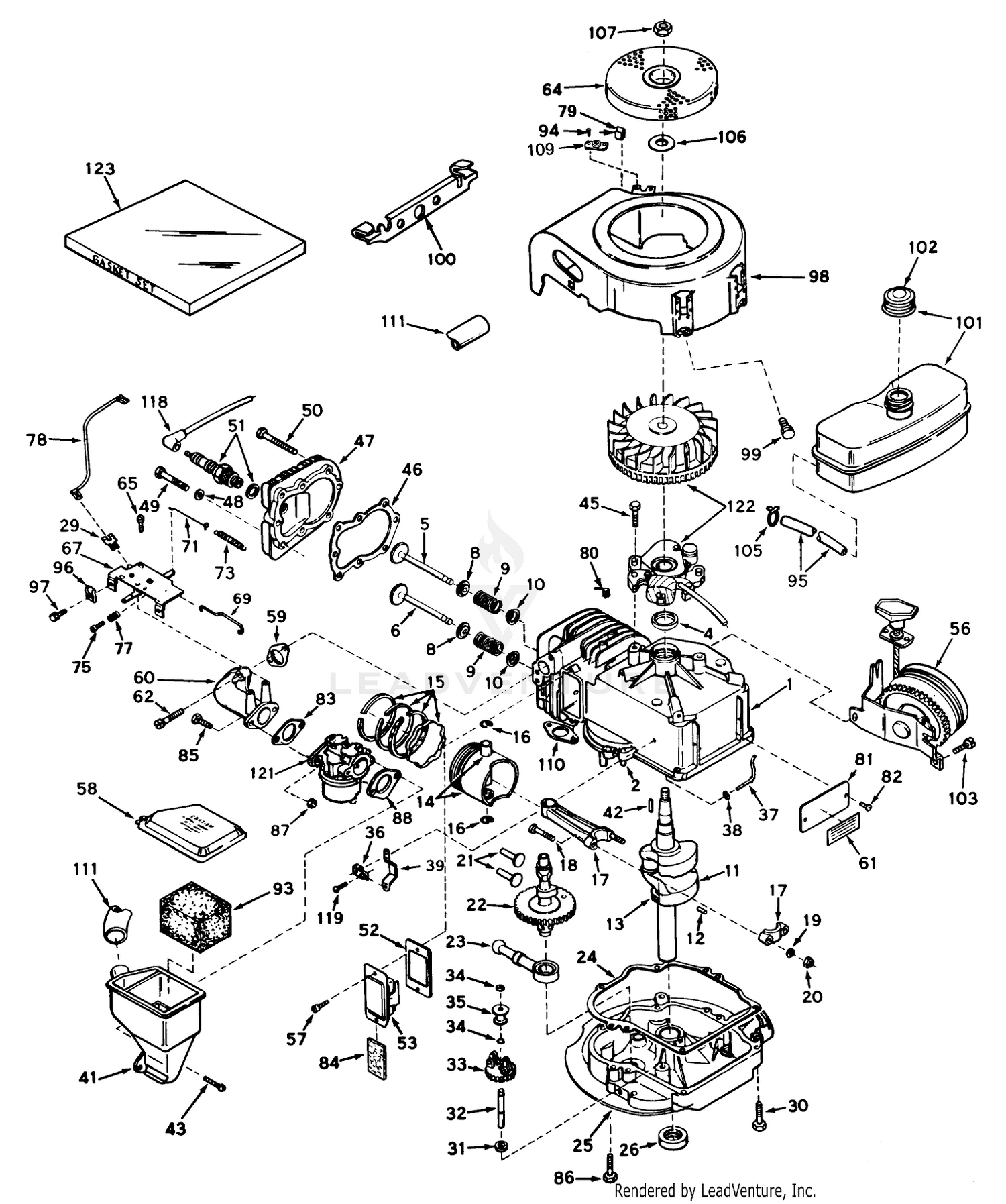 Engine Tecumseh Model No. Lav 35-40708k