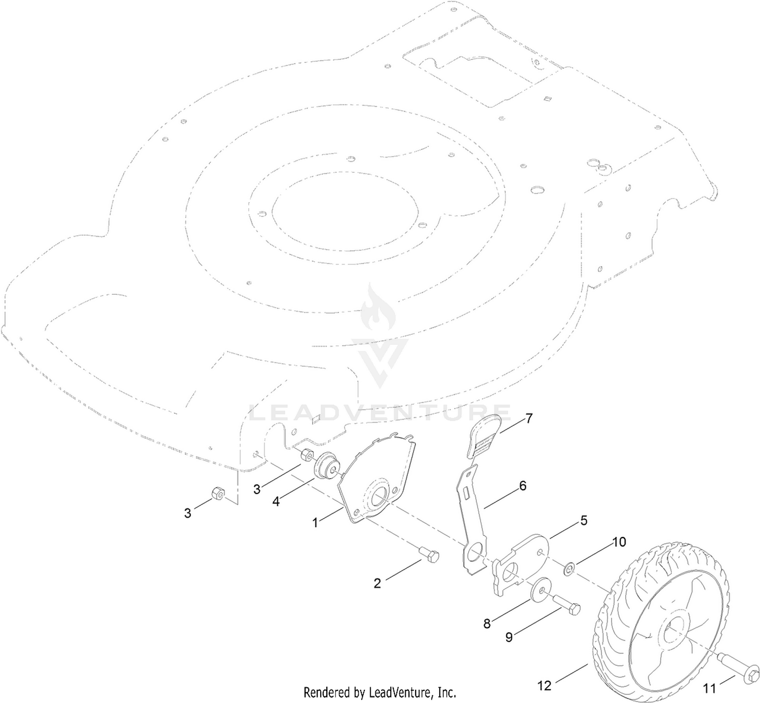 Front Wheel and Height-of-Cut Assembly