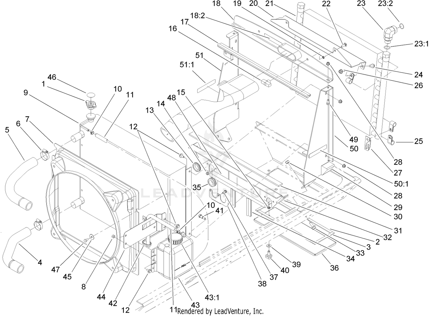 Radiator, Oil Cooler and Support Assembly