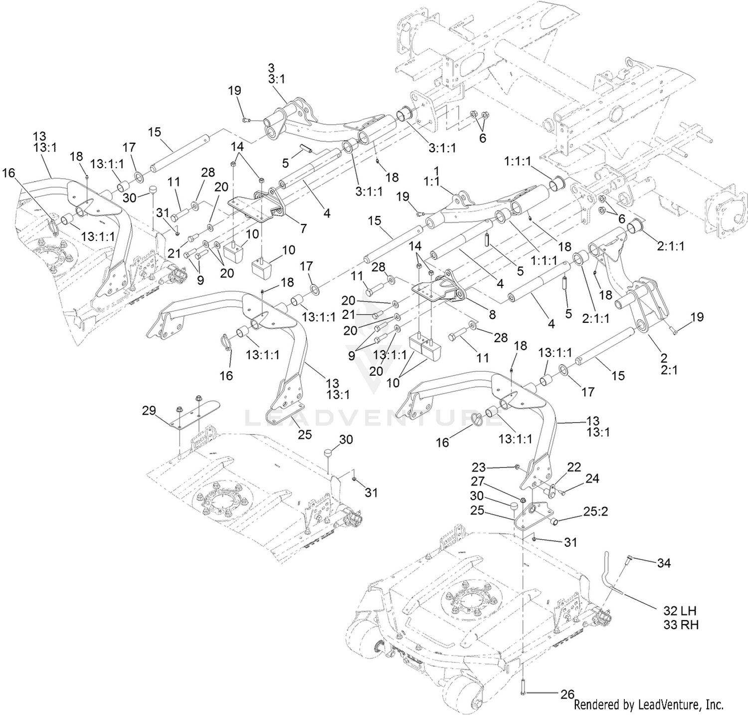 No. 1, 4 and 5 Lift Arm and Deck Assembly
