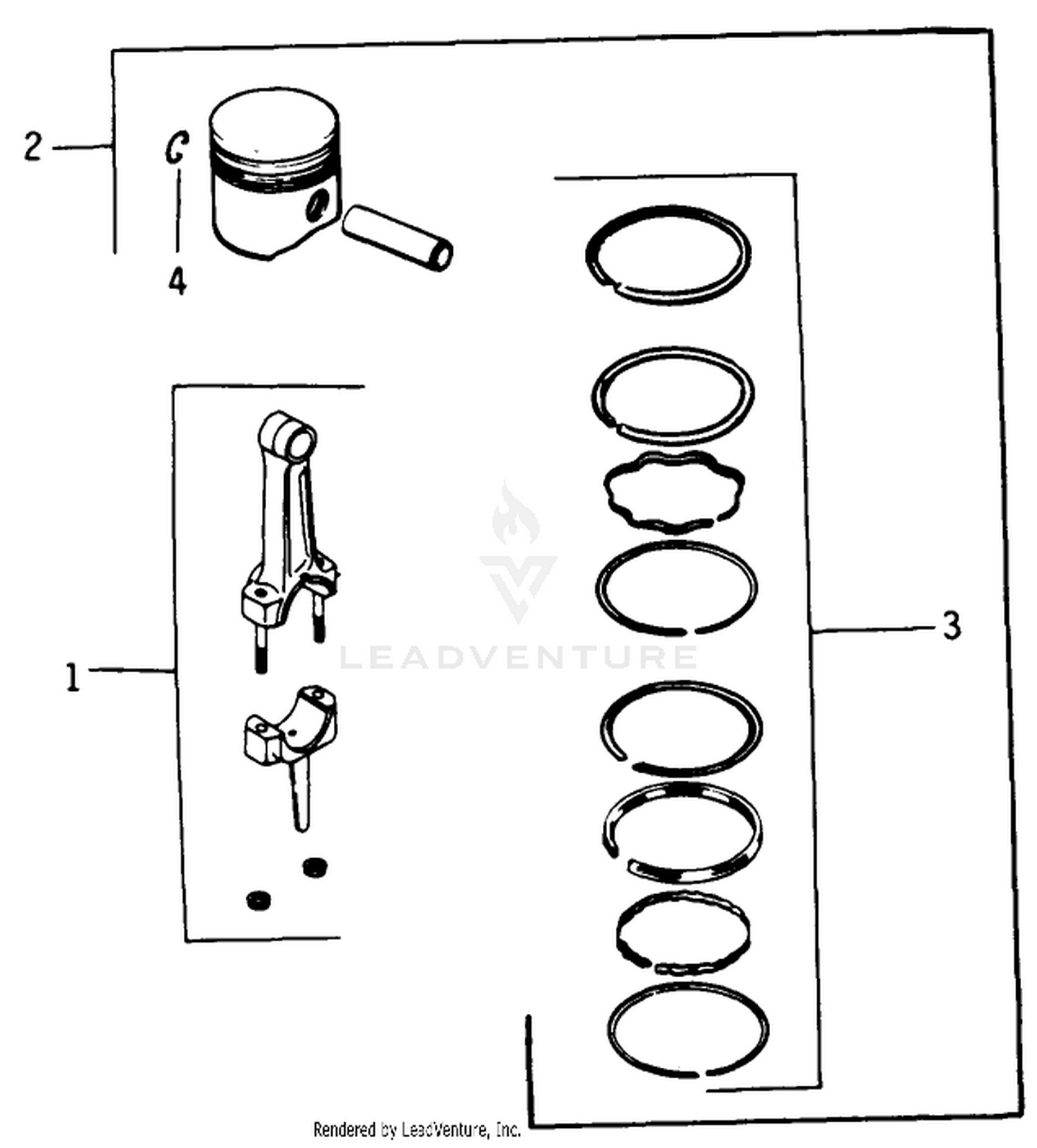 Engine Kohler Model No. K321s Spec. No. 60434 (continued) Piston  Rod