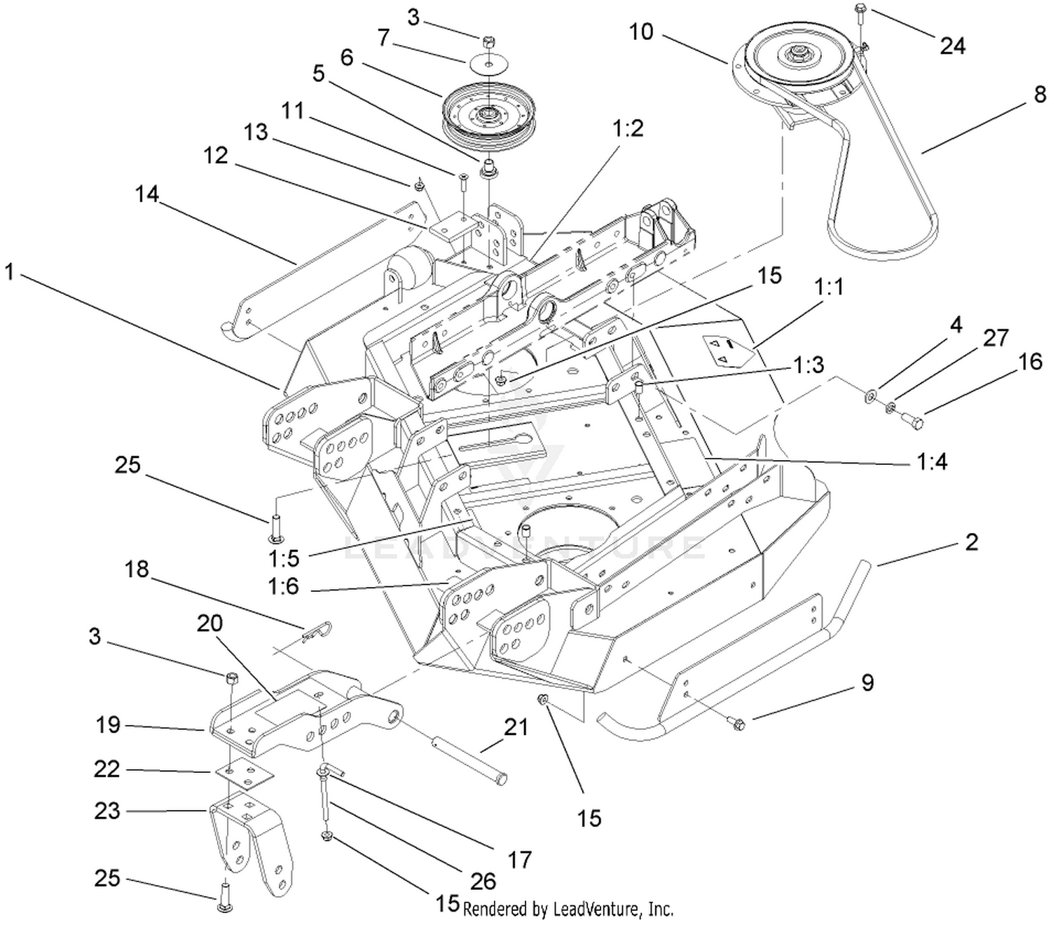 Left Hand Deck, Idler and Skid Assembly