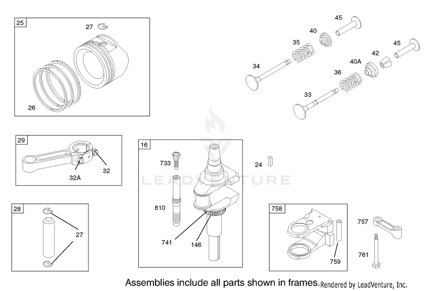 Crankshaft Assembly Engine Briggs and Stratton Model 28M707-1125-E1