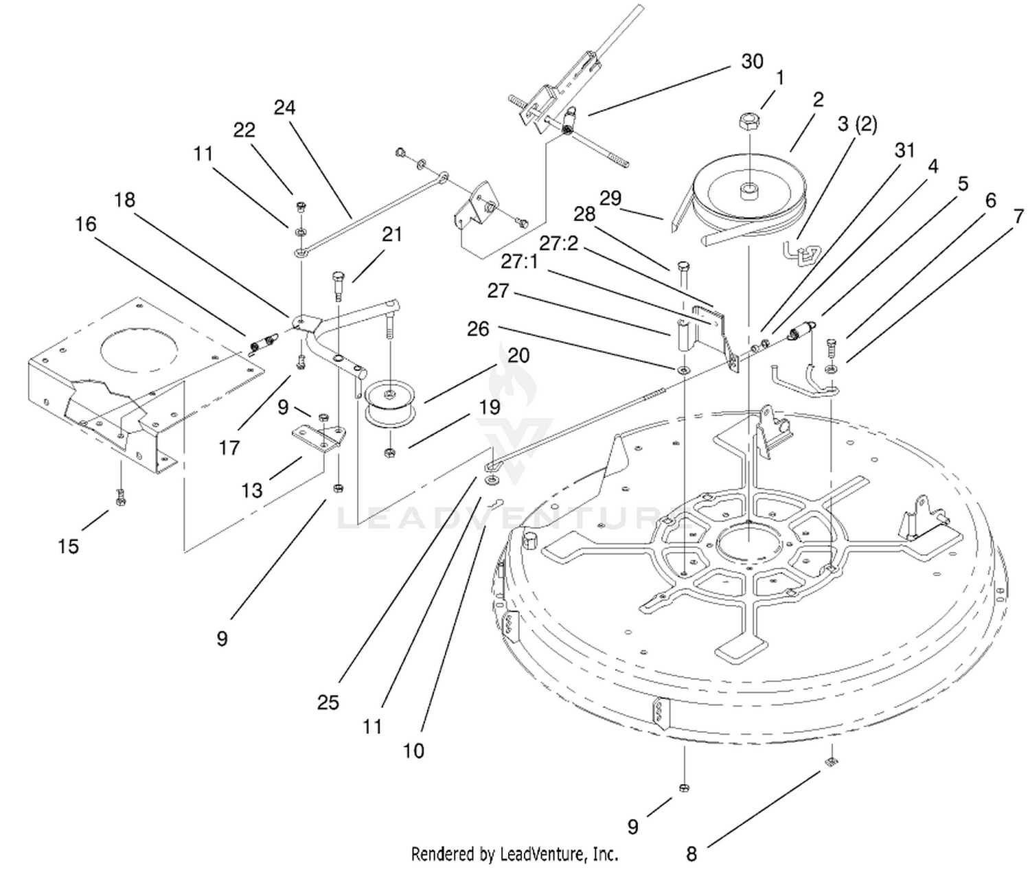32" Deck Blade Drive  Braking Components Assembly