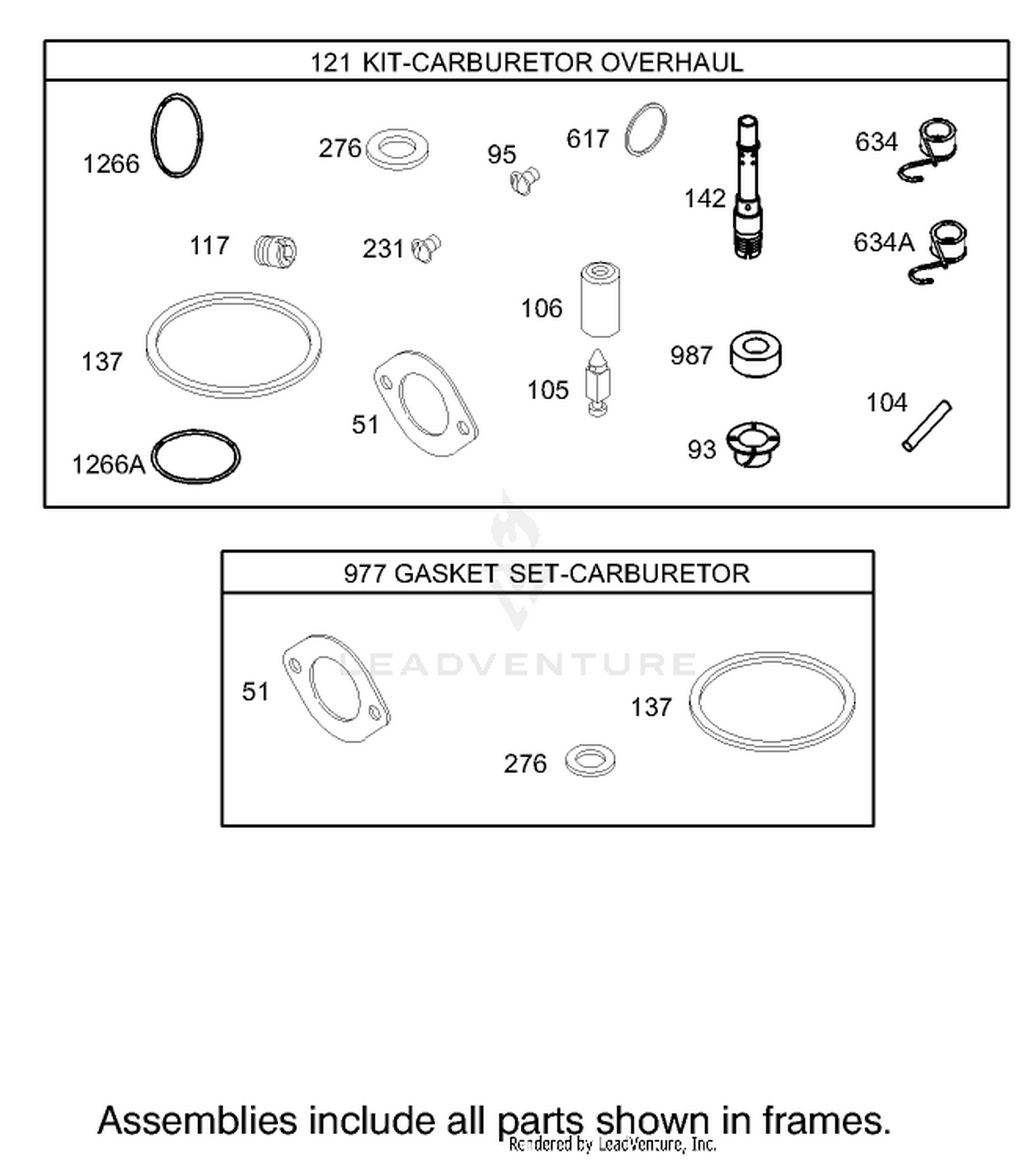Carburetor Overhaul Kit Assembly Briggs and Stratton Model 31F777-0123-E1