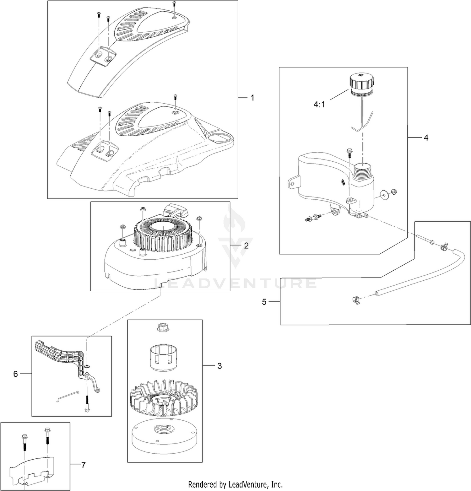 Shroud, Flywheel and Fuel Tank Assembly