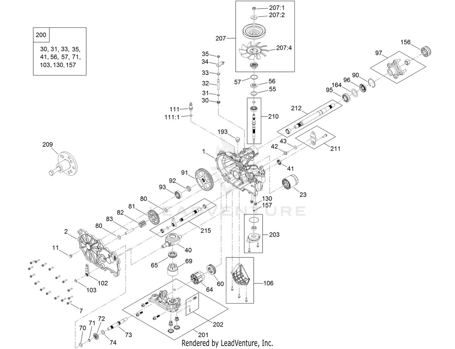 RH Hydro Transmission Assembly No. 140-5181