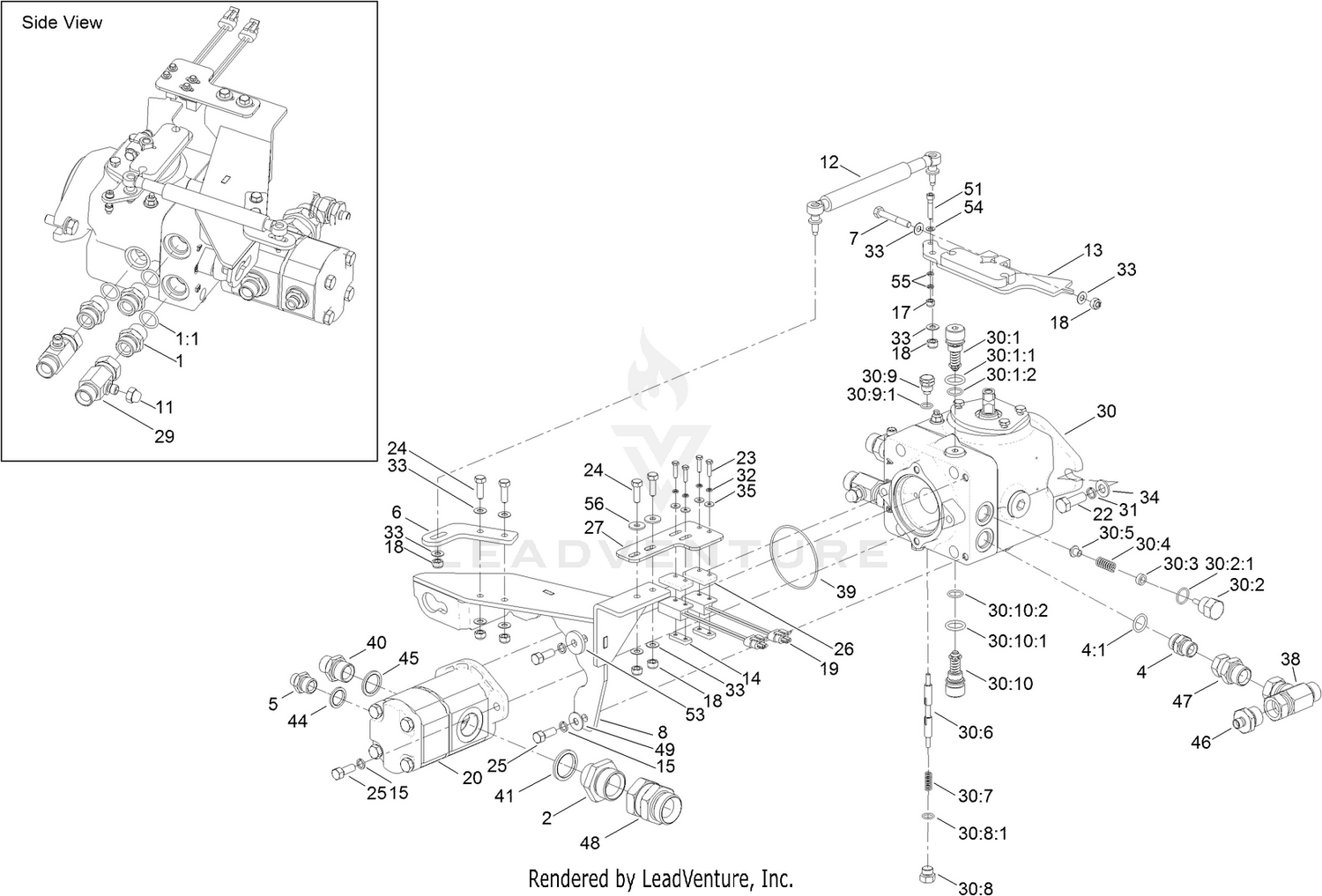 Transmission and Tandem Pump Assembly