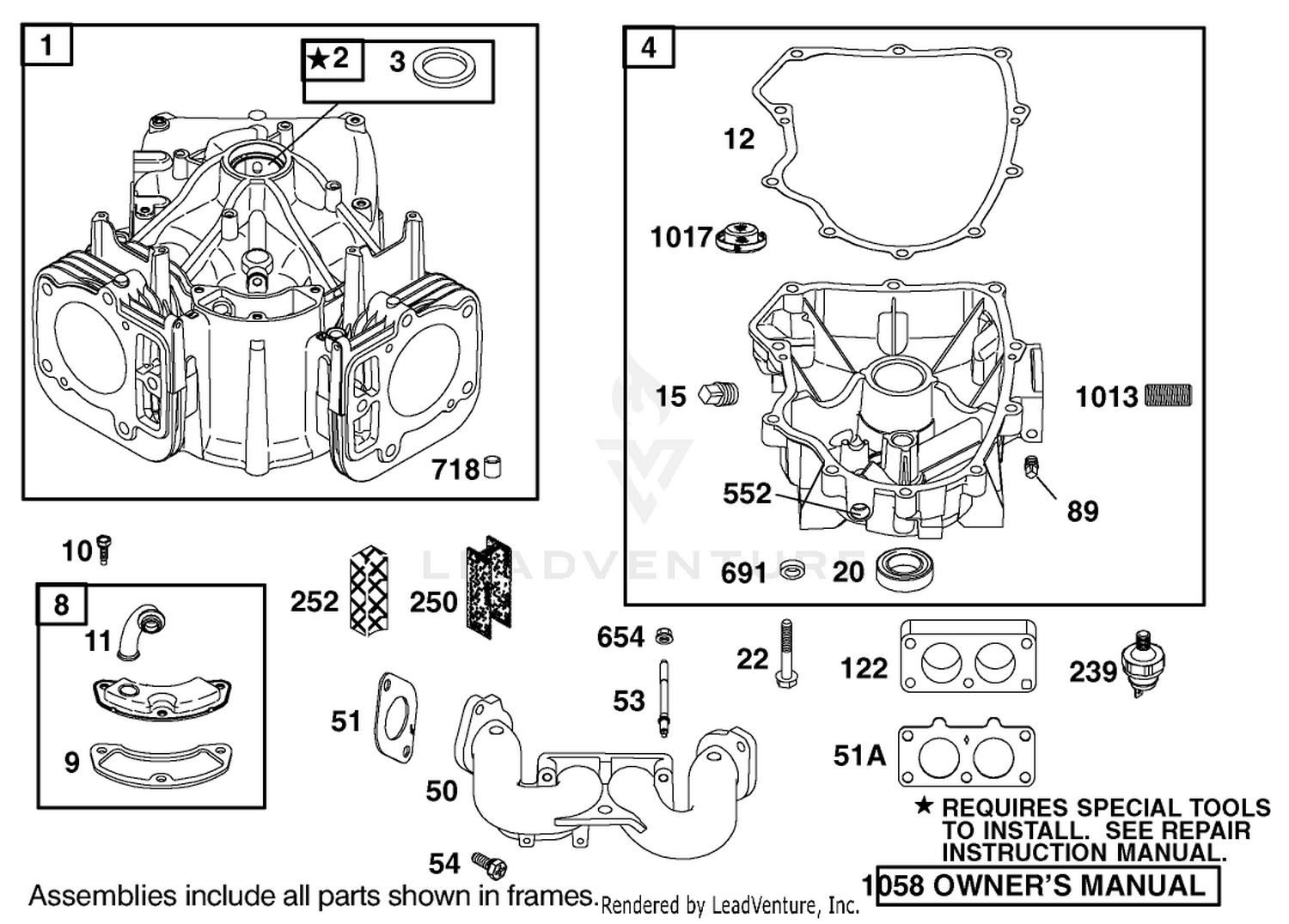 Cylinder Assembly Engine Briggs and Stratton Model 406777-0157-E1