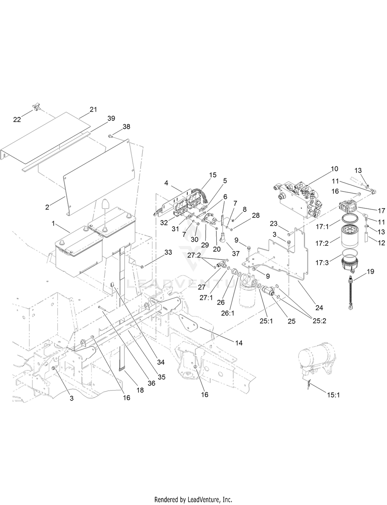 Battery and Lift Manifold Assembly