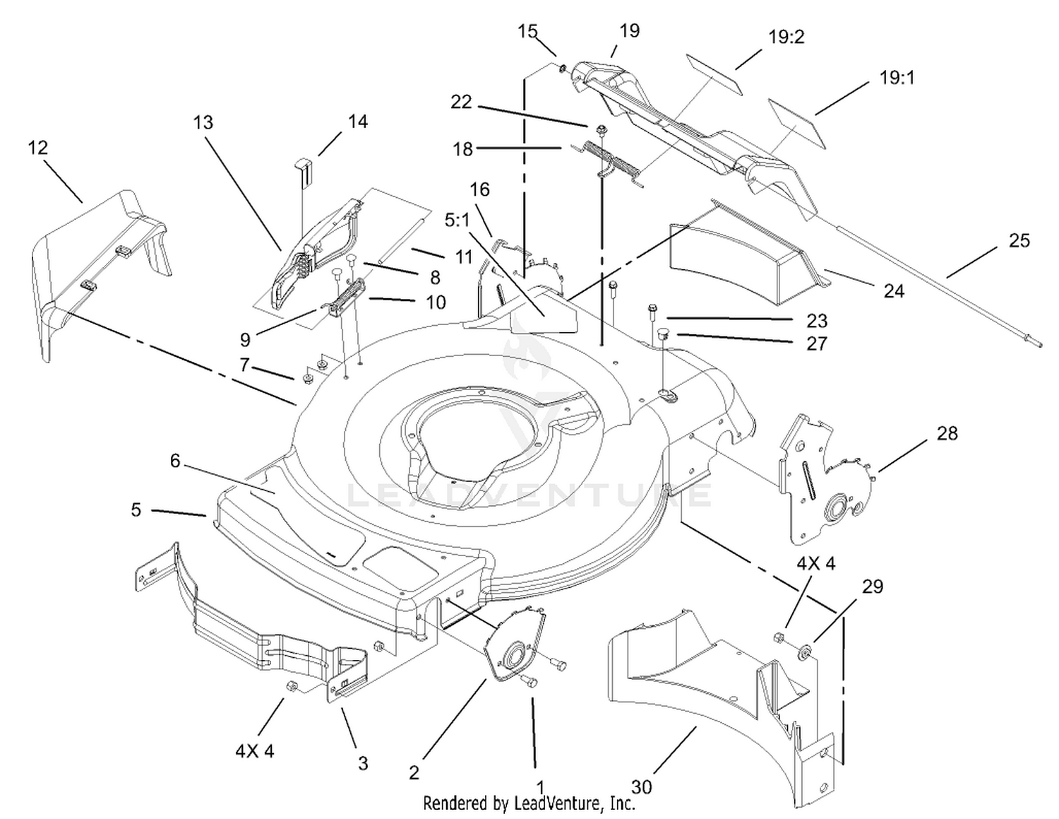 Deck, Side Chute, and Rear Door Assembly