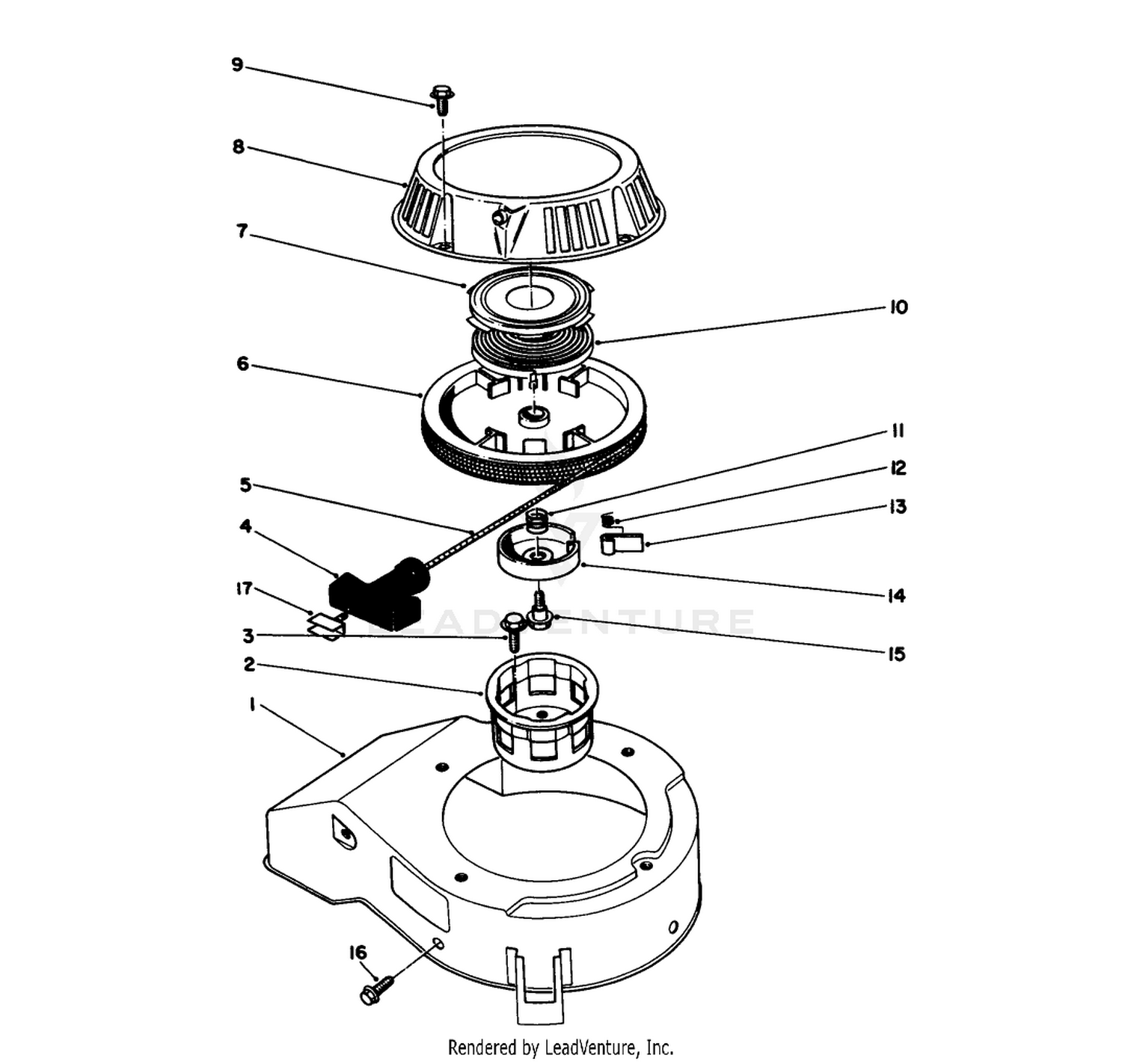 Recoil Assembly (engine Model No. 47pj8) (engine Model No. 47ph7)