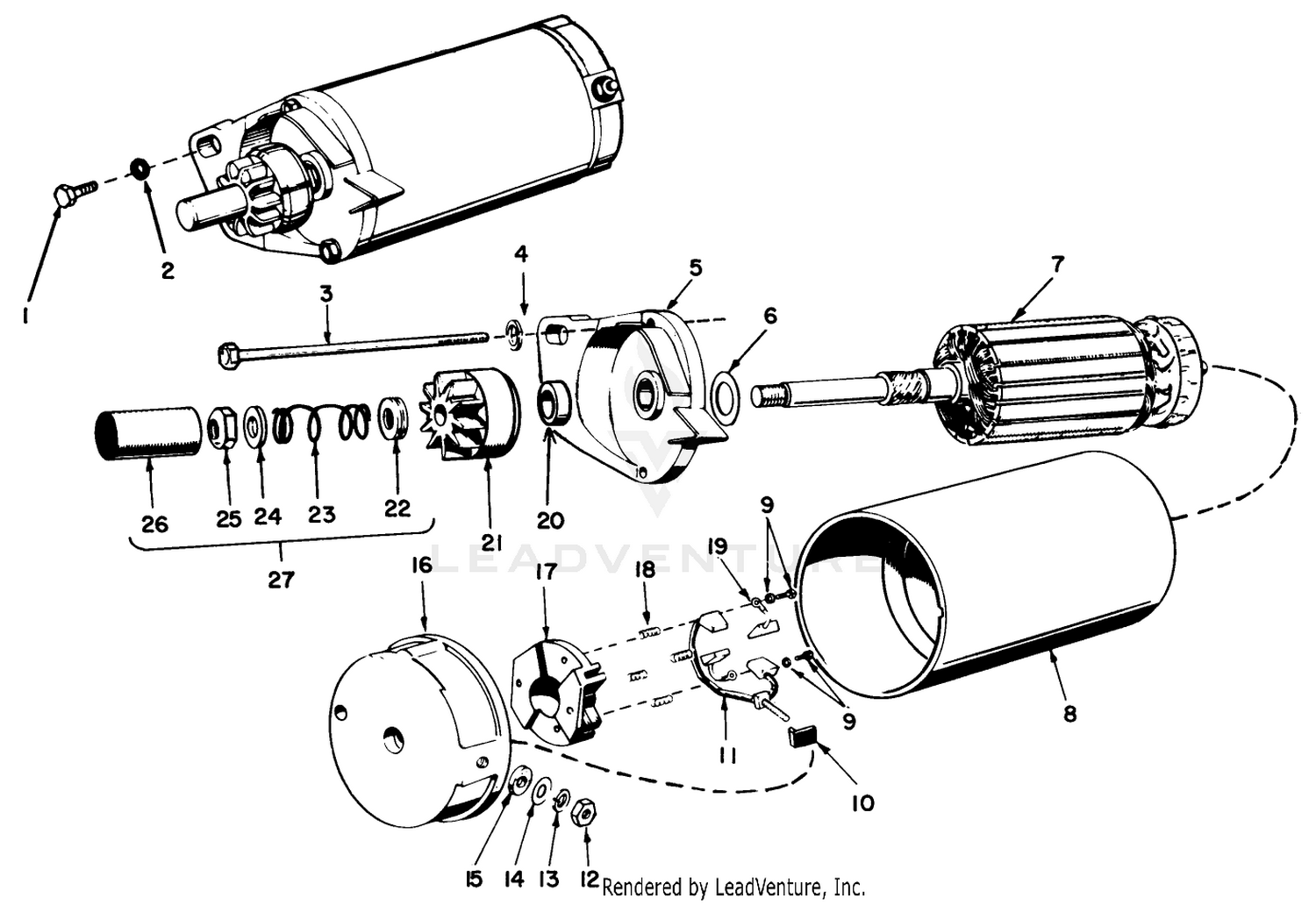 Engine, Onan Model No. B48g-Ga020 Type No. 4051c Starter Motor