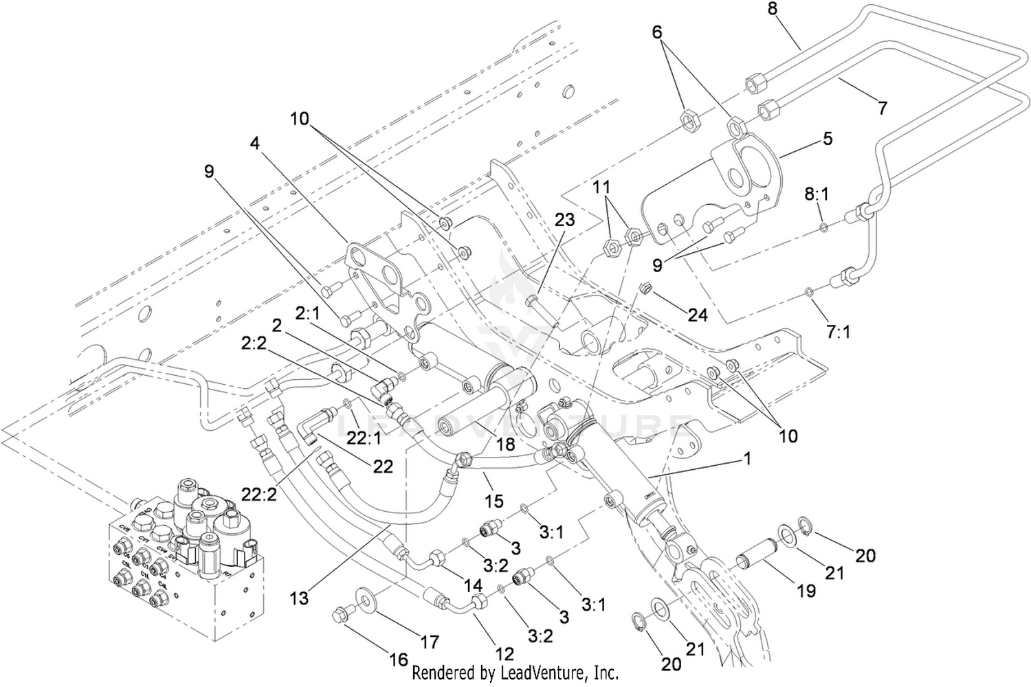 Rear Lift Cylinder and Plumbing Assembly