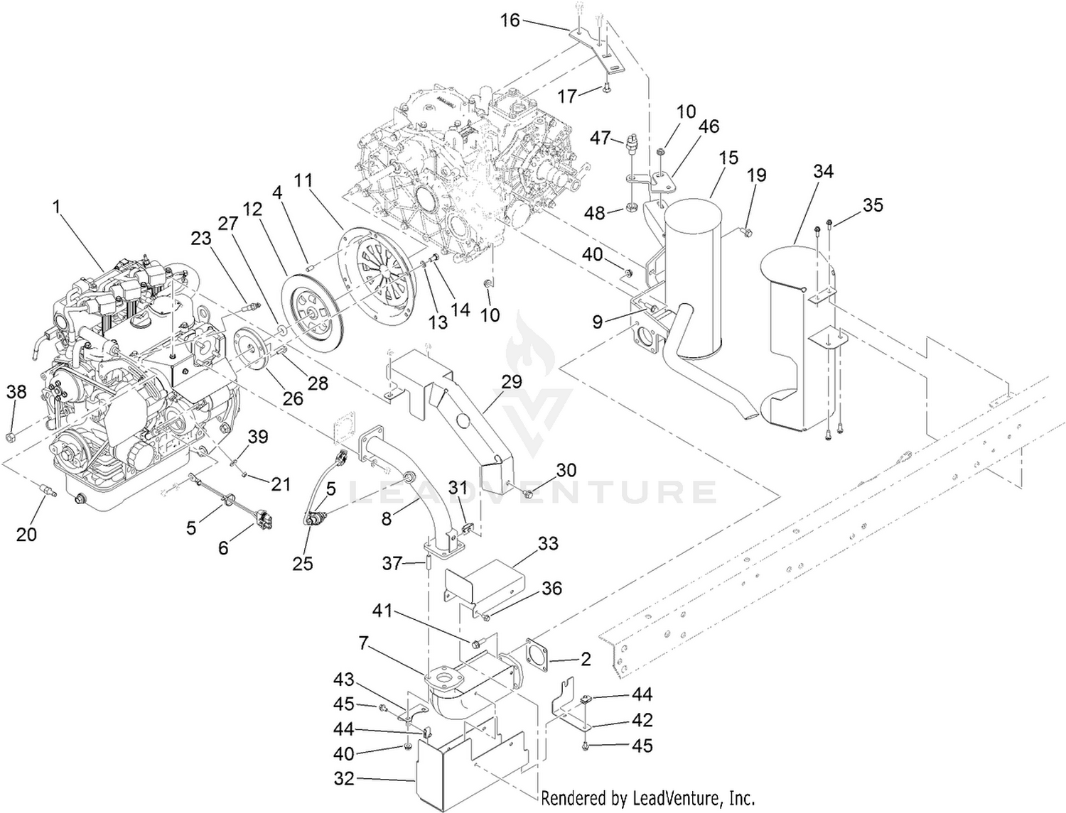 Engine and Exhaust Assembly
