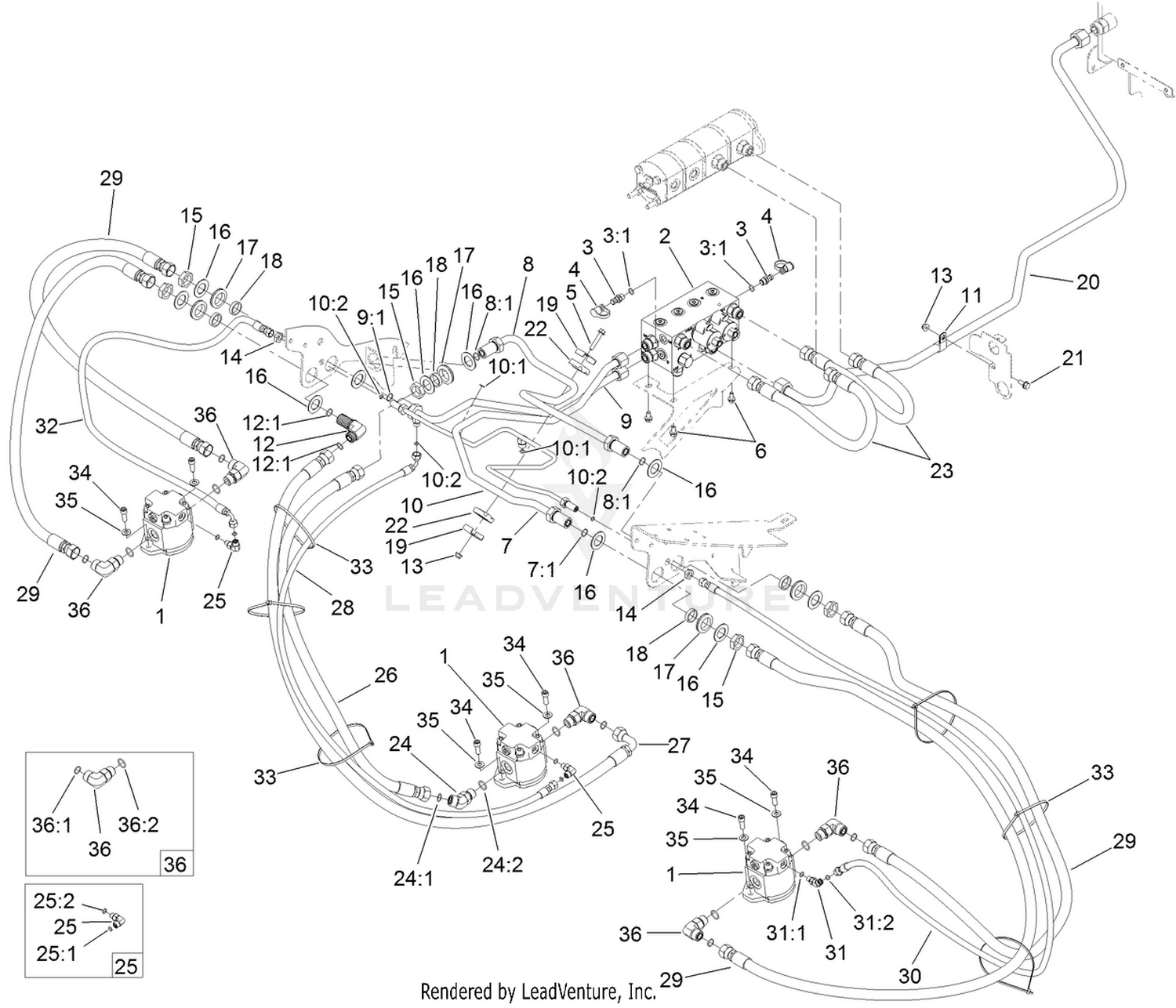 Deck No. 1, 4 and 5 Hydraulic Circuit Assembly