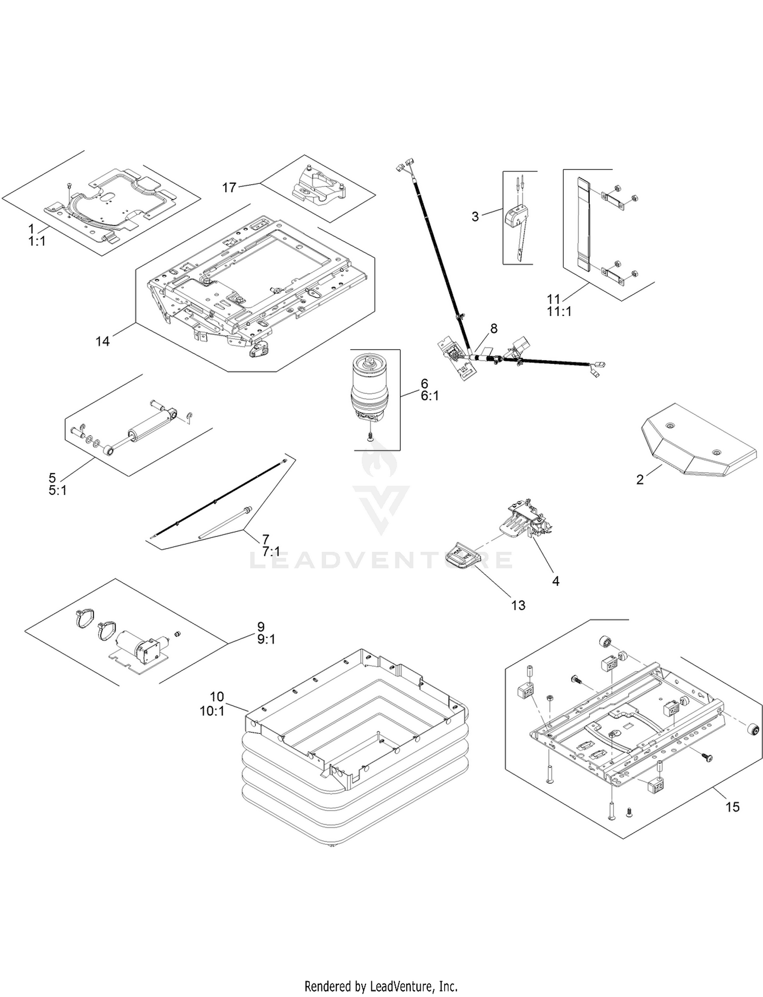 Air Ride Seat Suspension Assembly No. 130-2702