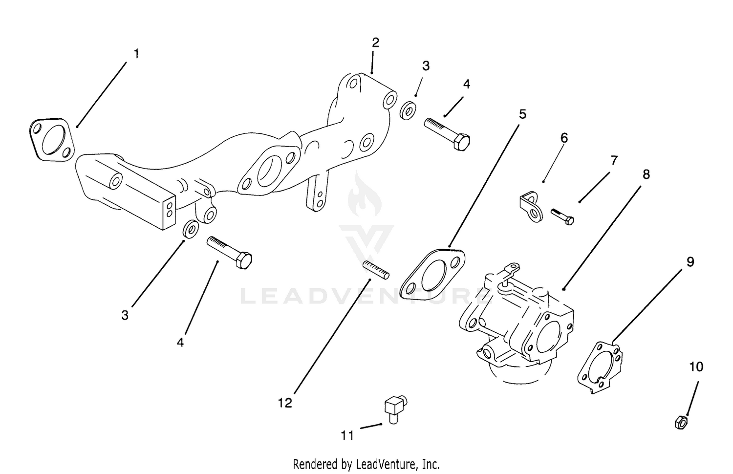 Intake Manifold And Carburator Engine Kohler Model No. Mv16s-Type Ps56519