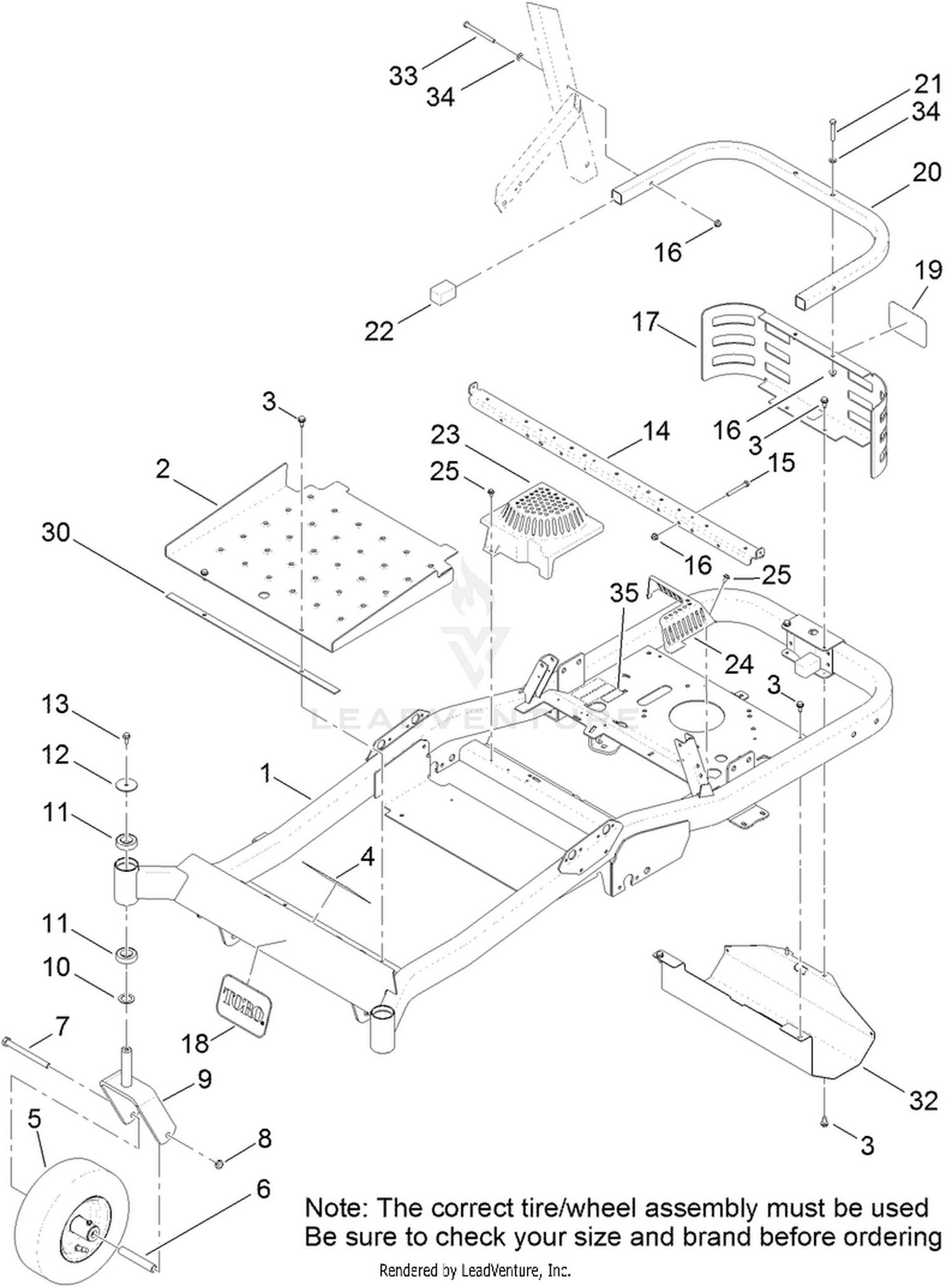 Main Frame and Caster Wheel Assembly