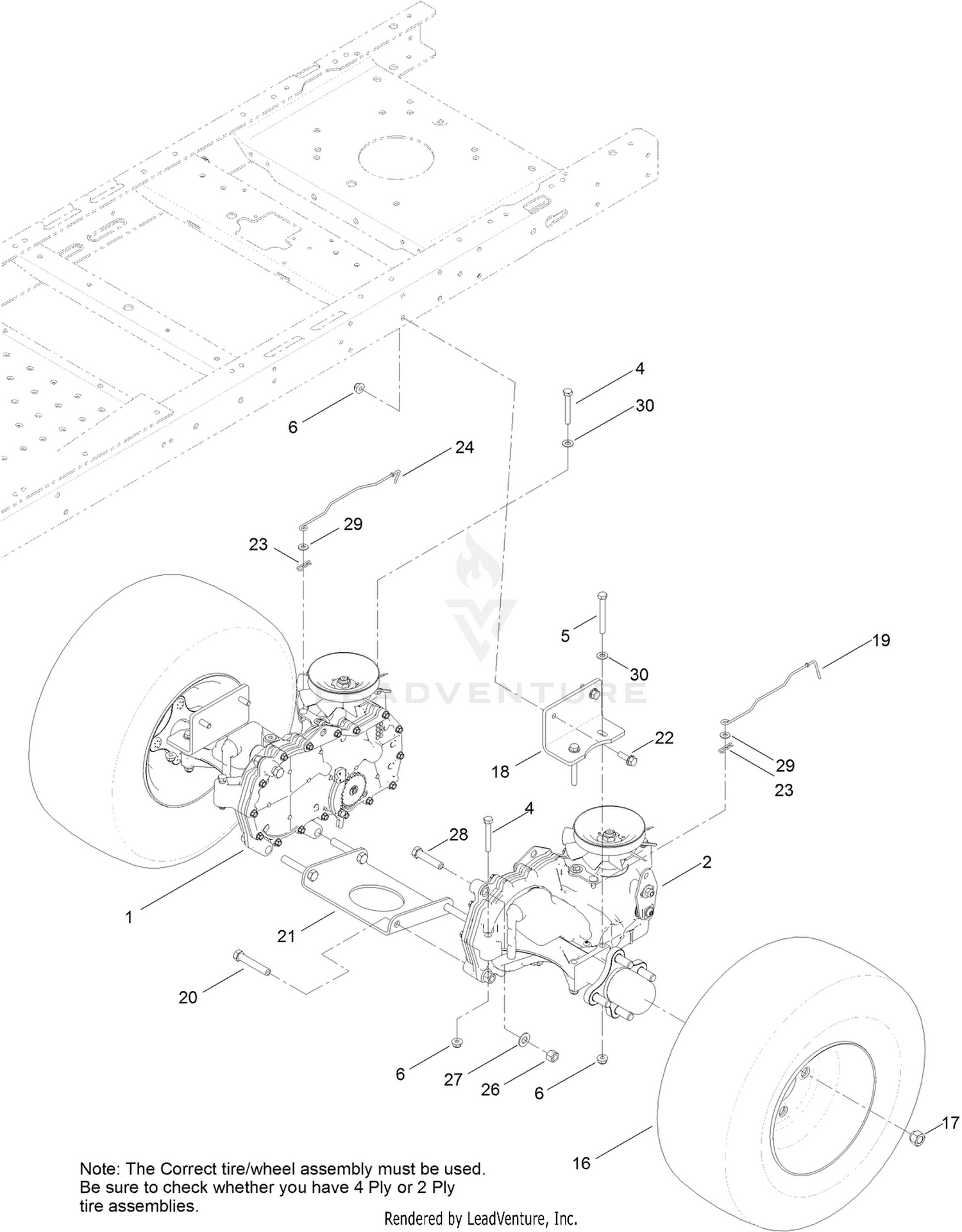 Hydro Transaxle Drive and Rear Wheel Assembly