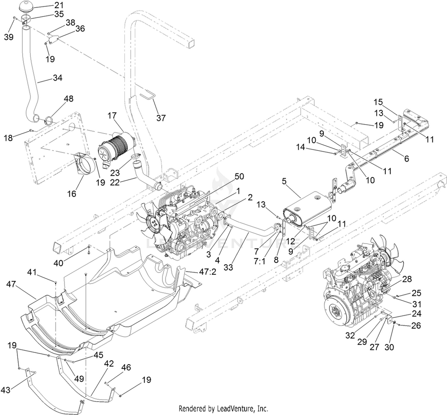 Engine, Muffler and Air Cleaner Assembly