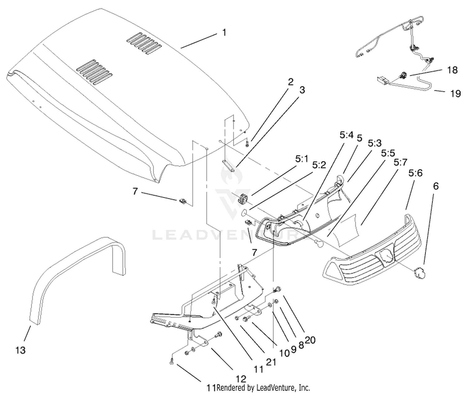 Hood  Headlight Assembly