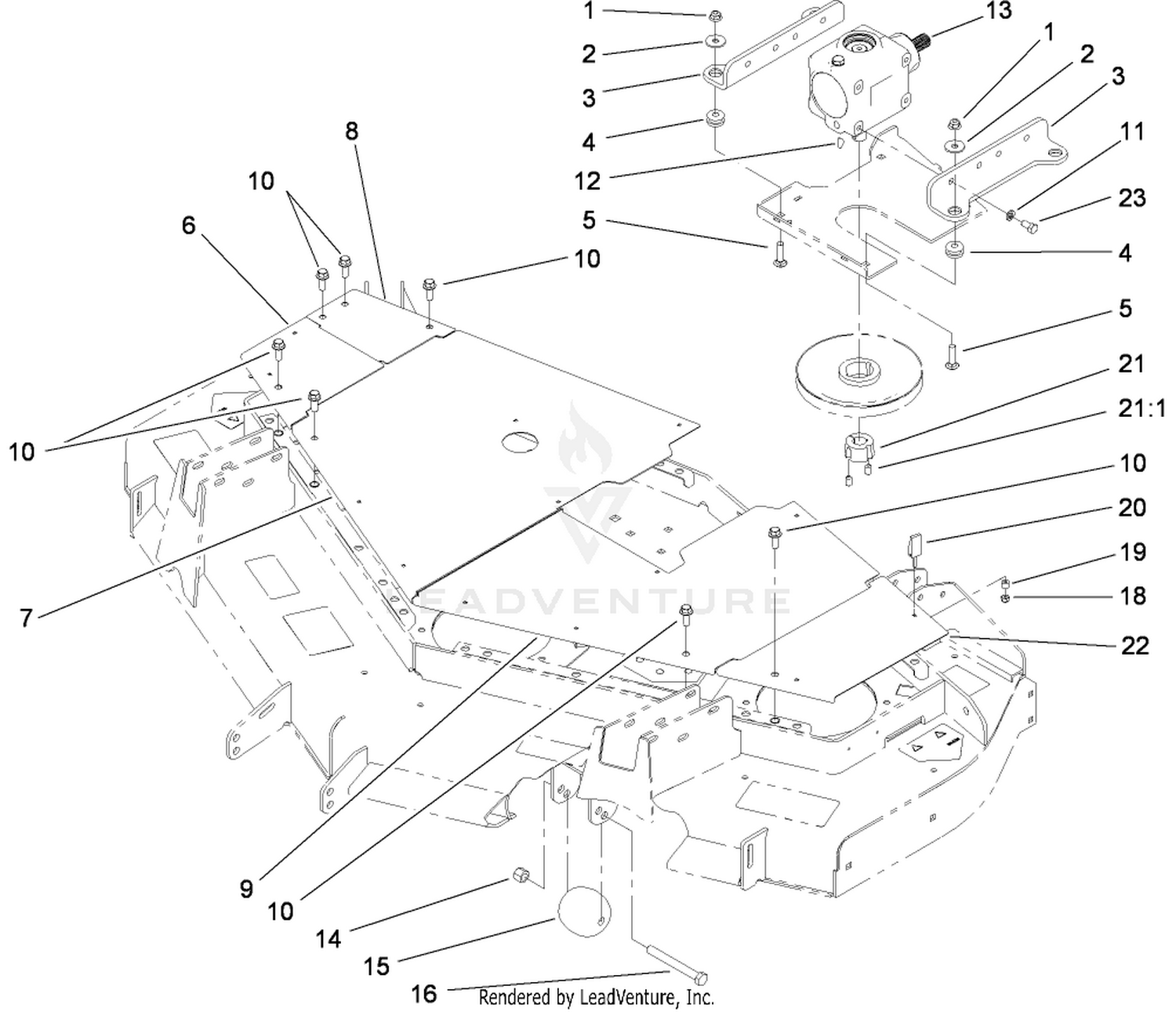 Deck Cover and Gearbox Assembly
